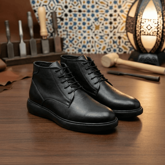 Bottine Homme en Cuir Noir – Élégance Classique & Confort Quotidien - NEVISSE